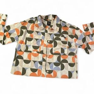 Vans Geometric Orange Black Button Down Shirt